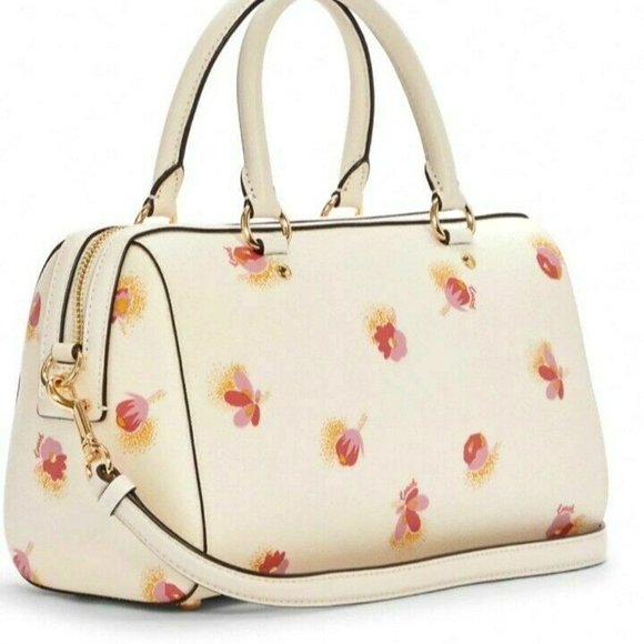 BNWT Coach Rowan Floral Leather Canvas Chalk White Bag Satchel Cross Body C5801 - Picture 4 of 16